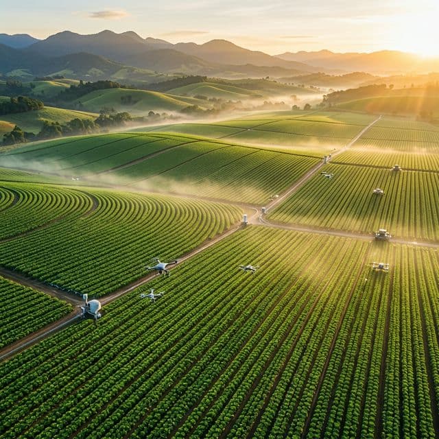 Precision farming aerial view